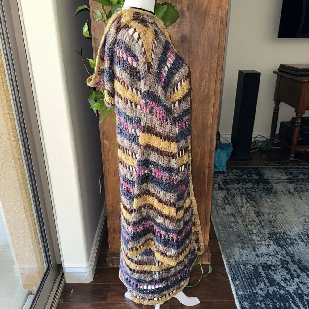 Free People Maggie Crochet Multi Colored Flare Sleeved Cardigan Sweater